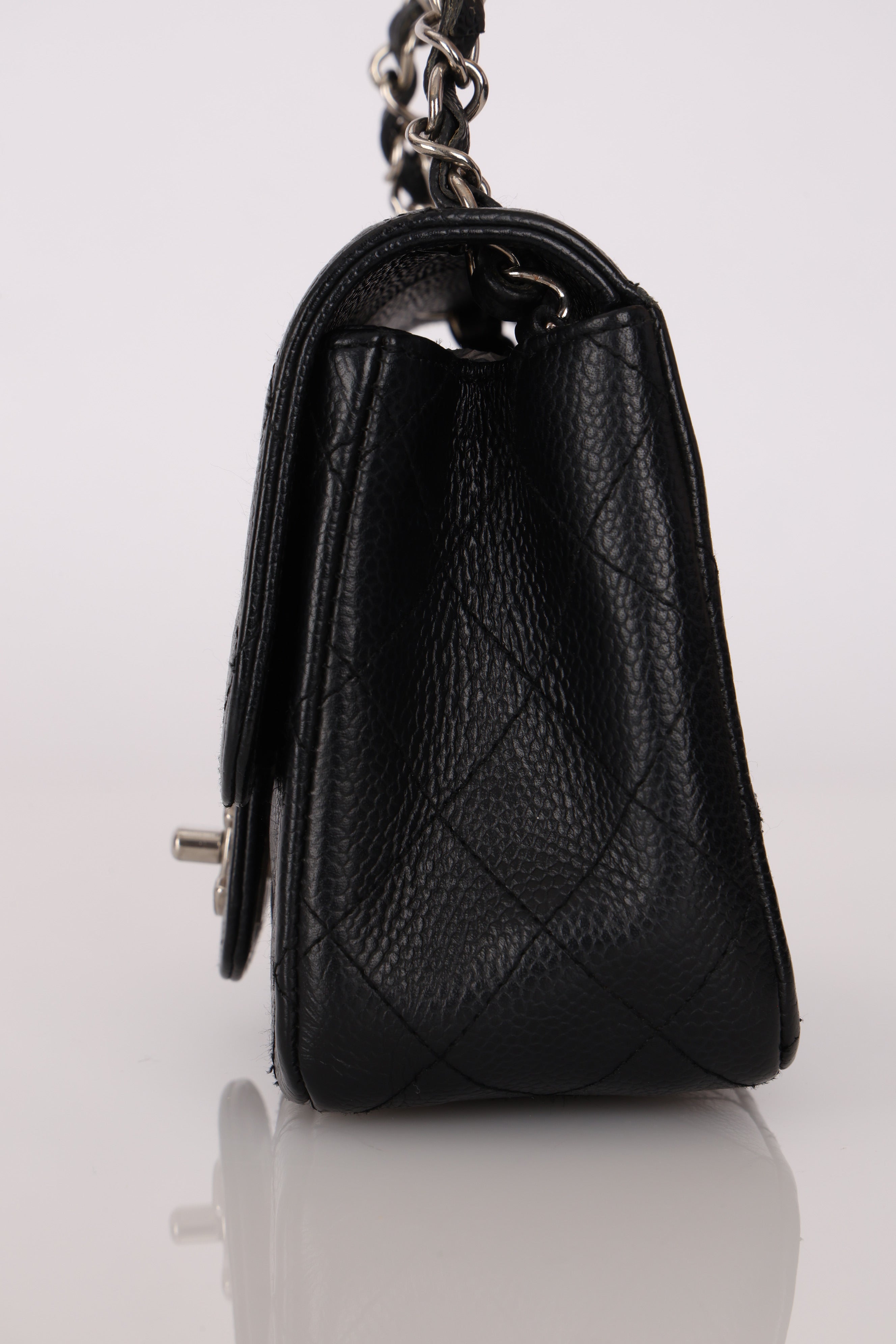Rare Chanel Mini Square Flap Black Caviar SHW