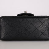 Rare Chanel Mini Square Flap Black Caviar SHW