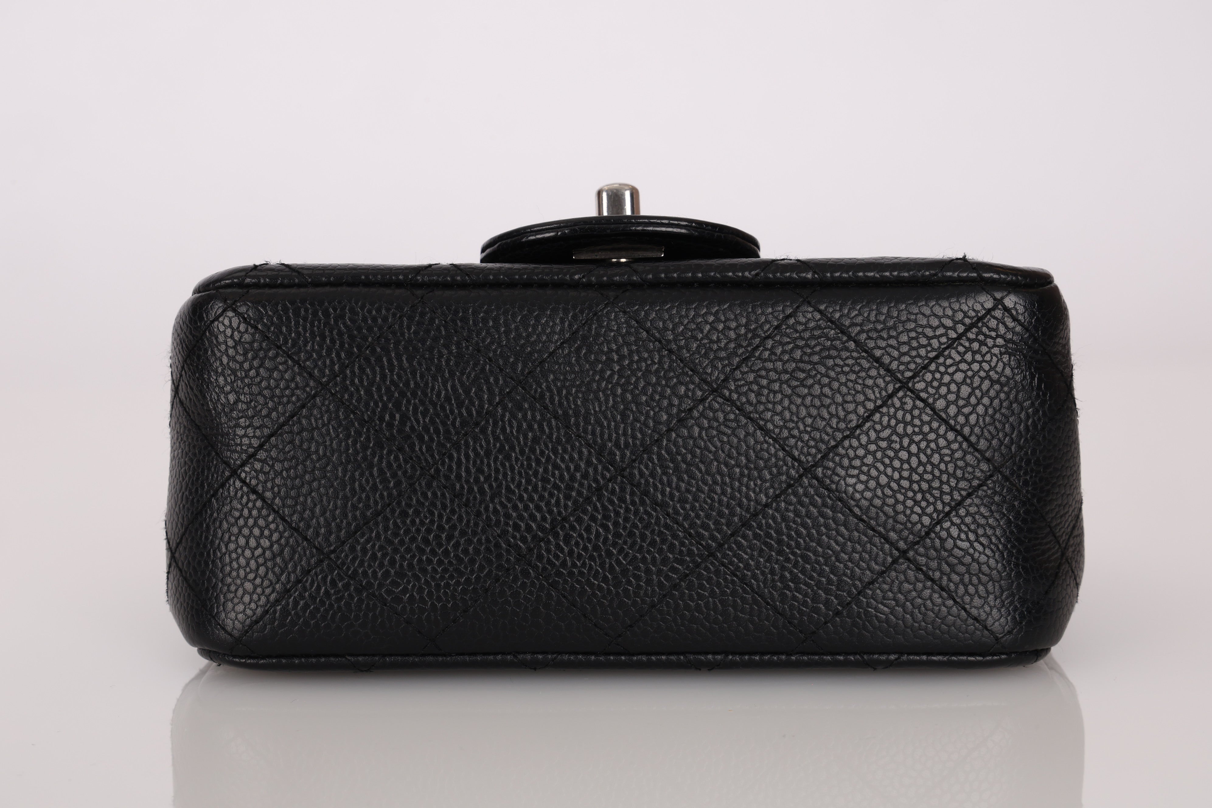 Rare Chanel Mini Square Flap Black Caviar SHW