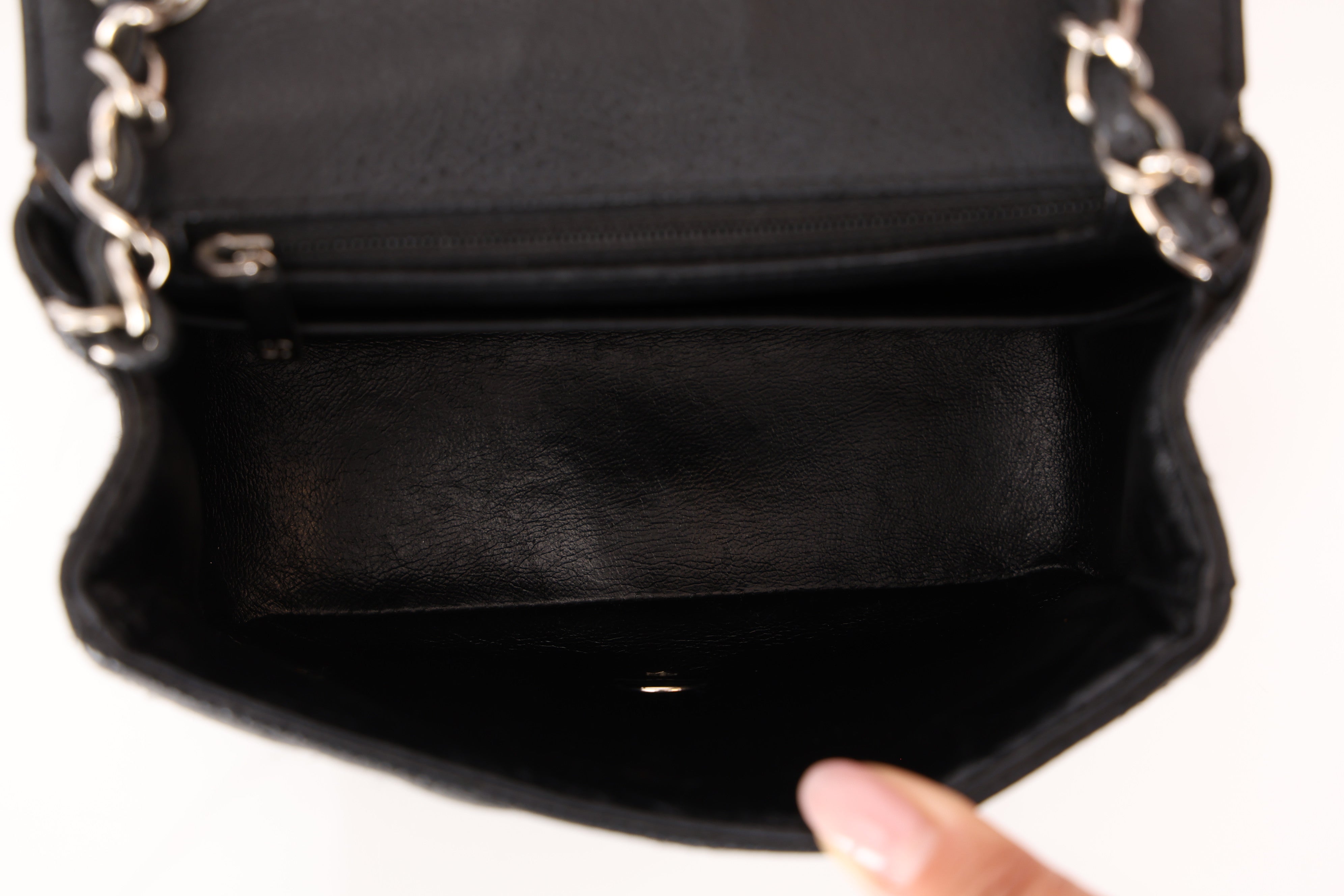 Rare Chanel Mini Square Flap Black Caviar SHW