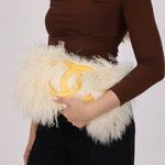 Chanel Shearling Fur Single Flap with 2.55 Mini Pouch White CGHW