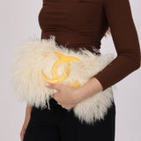 Chanel Shearling Fur Single Flap with 2.55 Mini Pouch White CGHW