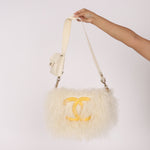 Chanel Shearling Fur Single Flap with 2.55 Mini Pouch White CGHW