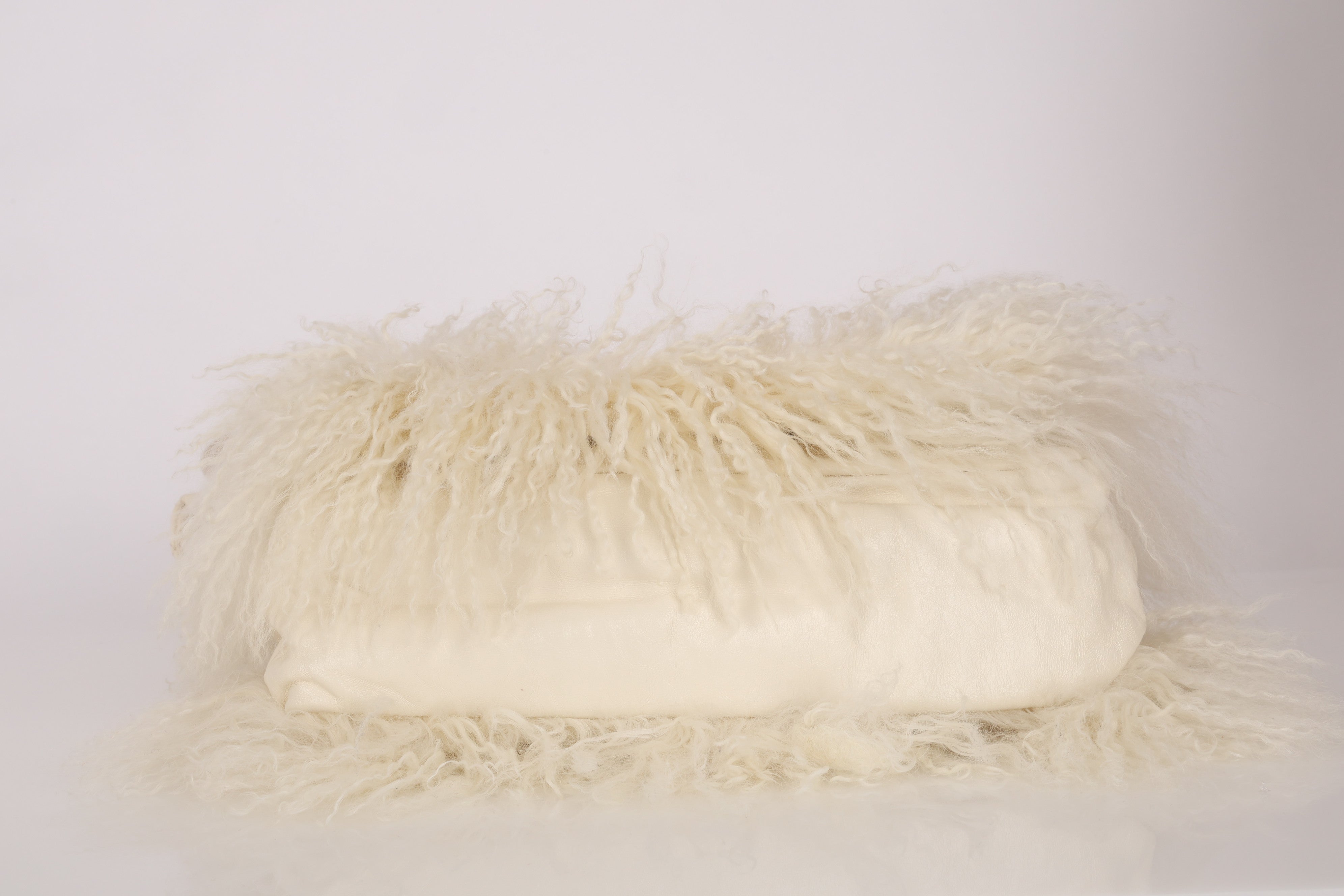 Chanel Shearling Fur Single Flap with 2.55 Mini Pouch White CGHW