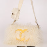 Chanel Shearling Fur Single Flap with 2.55 Mini Pouch White CGHW