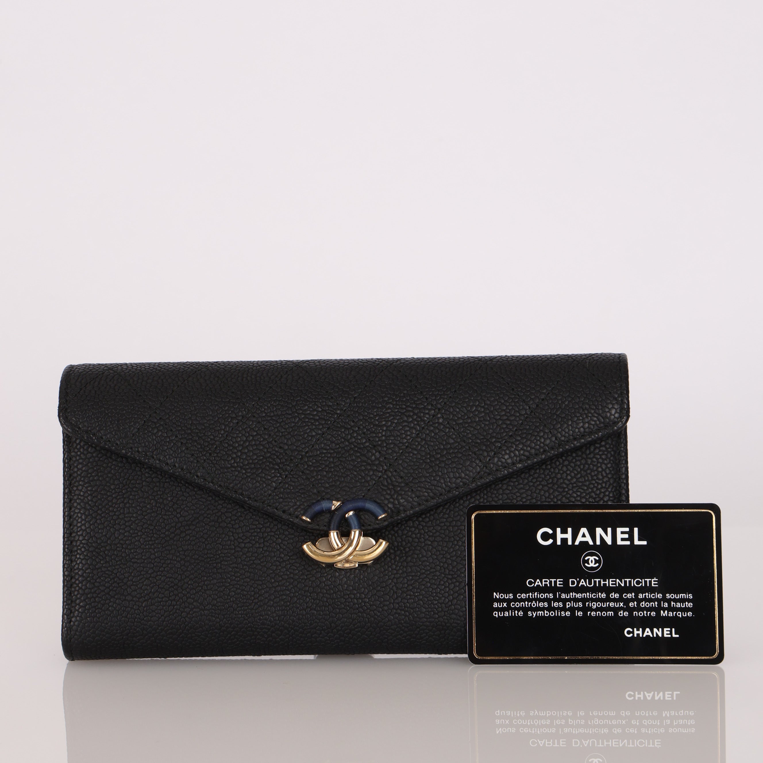 Chanel Thread Around Long Wallet Black Caviar CGHW