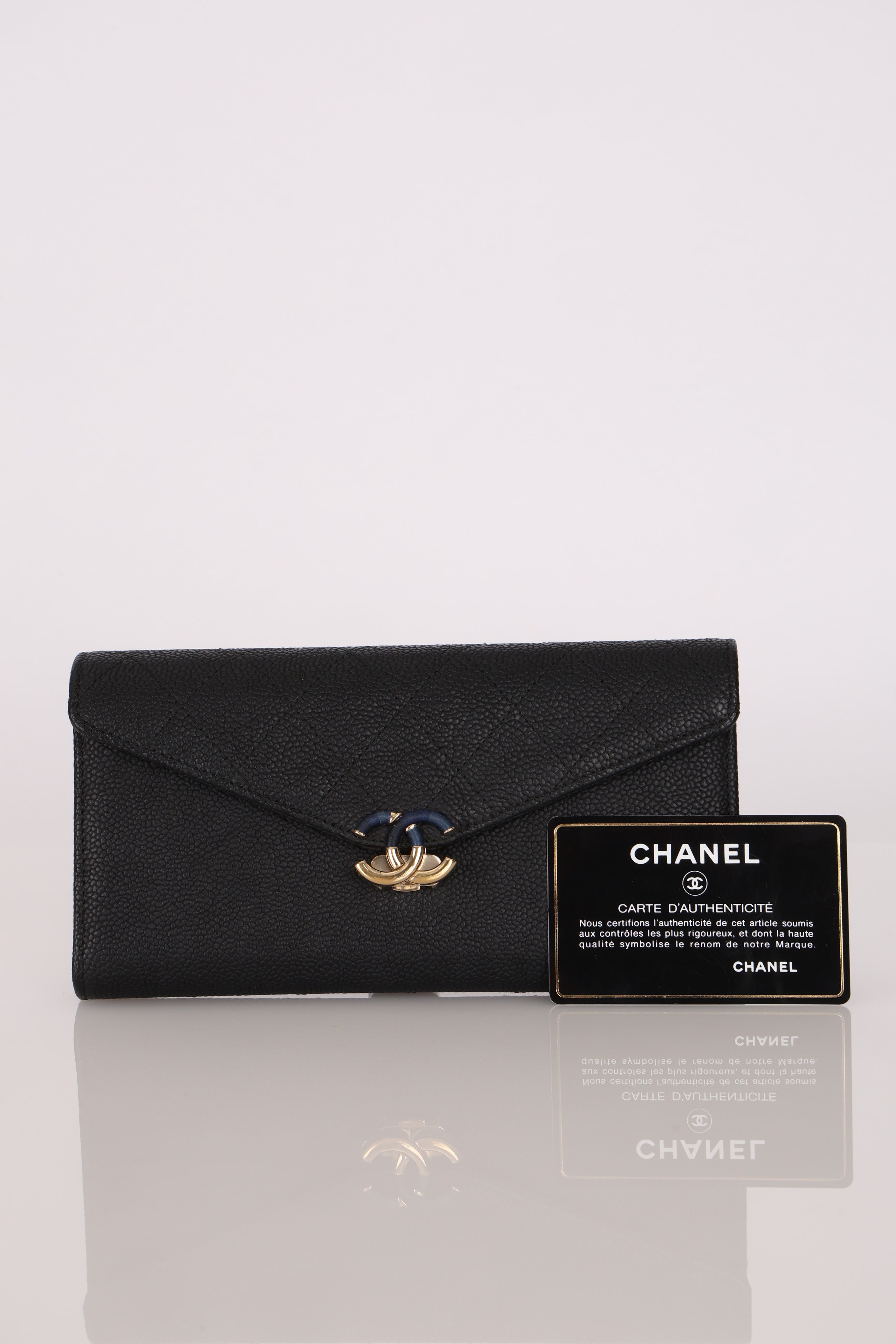 Chanel Thread Around Long Wallet Black Caviar CGHW