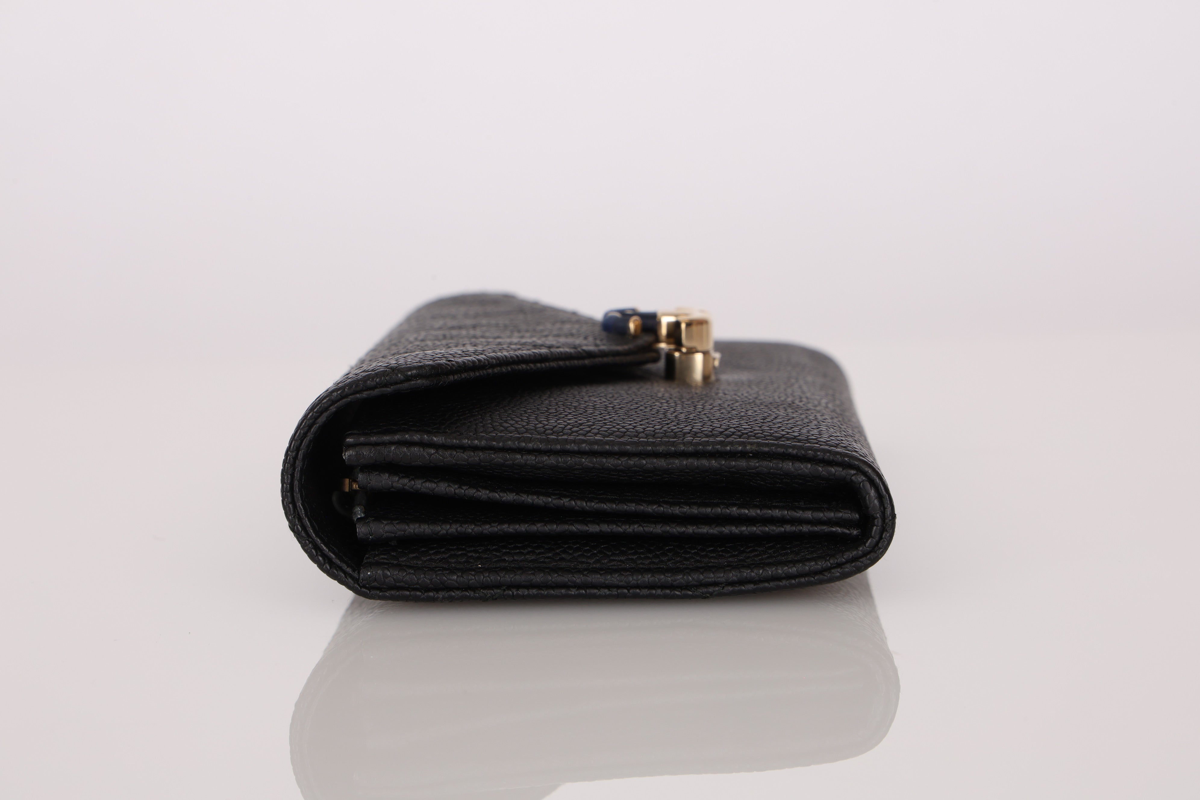 Chanel Thread Around Long Wallet Black Caviar CGHW
