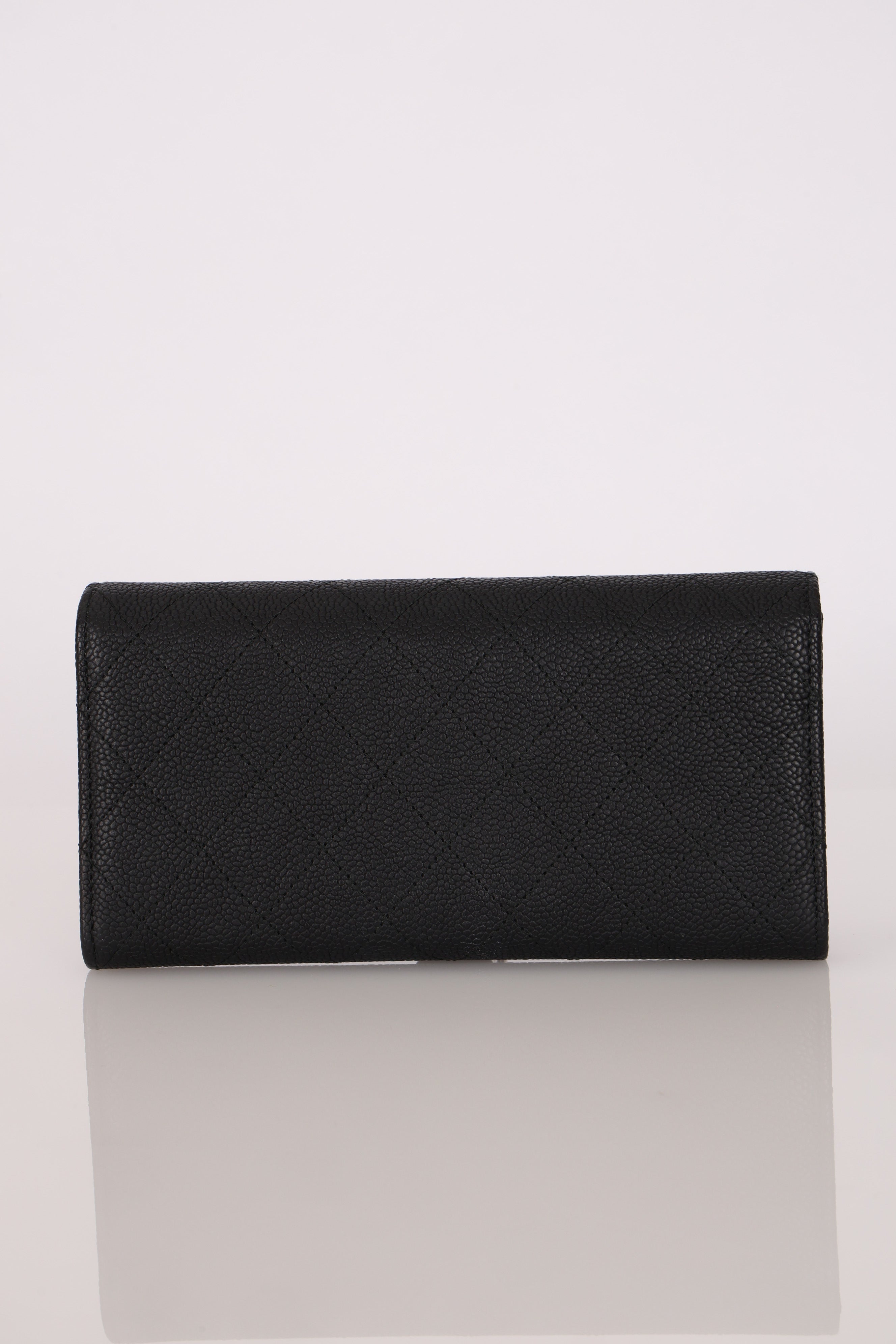 Chanel Thread Around Long Wallet Black Caviar CGHW
