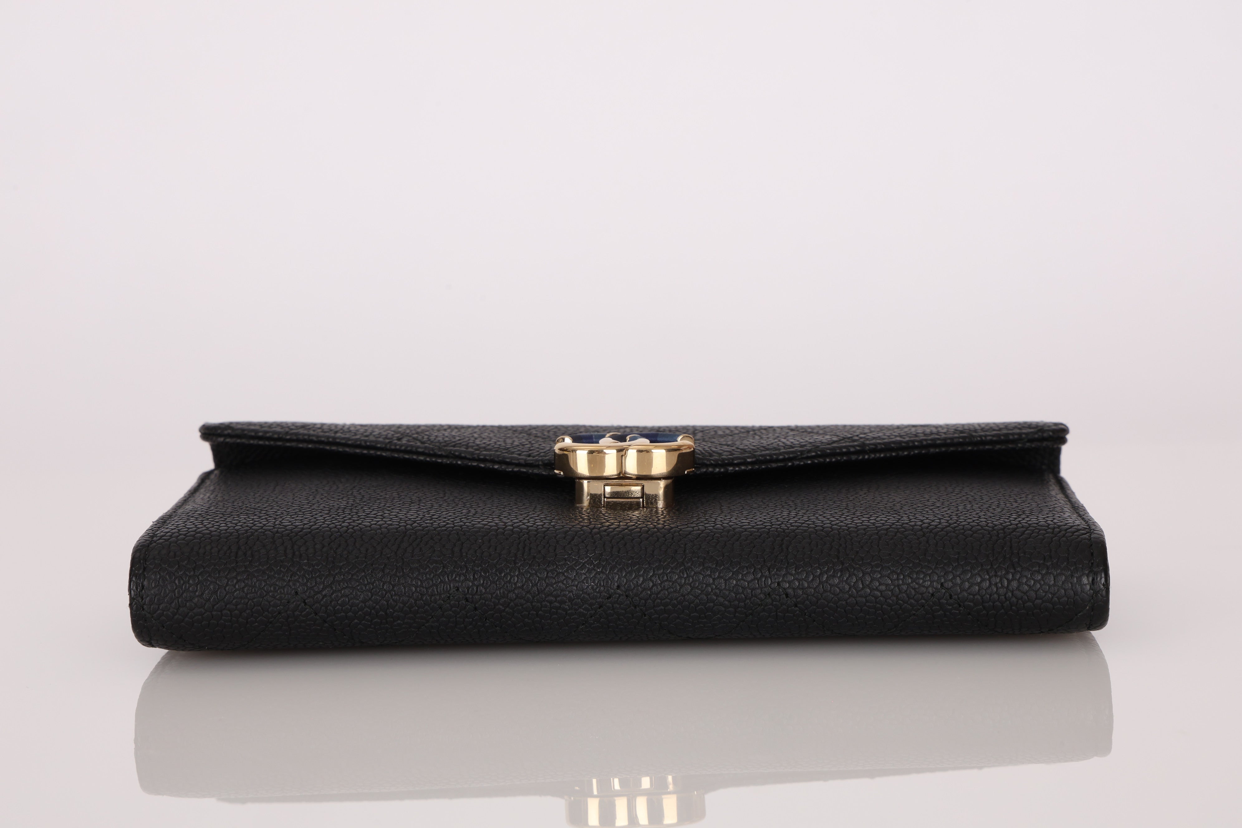 Chanel Thread Around Long Wallet Black Caviar CGHW
