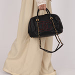 Chanel Stitched CC Bowling Bag Black Calfskin 2016 AGHW