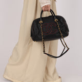 Chanel Stitched CC Bowling Bag Black Calfskin 2016 AGHW