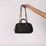 Chanel Stitched CC Bowling Bag Black Calfskin AGHW