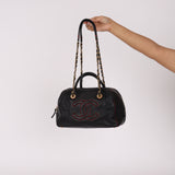 Chanel Stitched CC Bowling Bag Black Calfskin AGHW