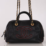 Chanel Stitched CC Bowling Bag Black Calfskin AGHW