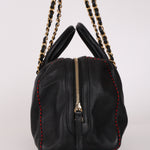 Chanel Stitched CC Bowling Bag Black Calfskin AGHW