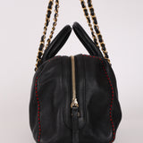 Chanel Stitched CC Bowling Bag Black Calfskin AGHW