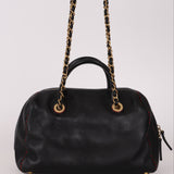 Chanel Stitched CC Bowling Bag Black Calfskin AGHW