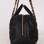 Chanel Stitched CC Bowling Bag Black Calfskin AGHW