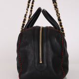 Chanel Stitched CC Bowling Bag Black Calfskin AGHW