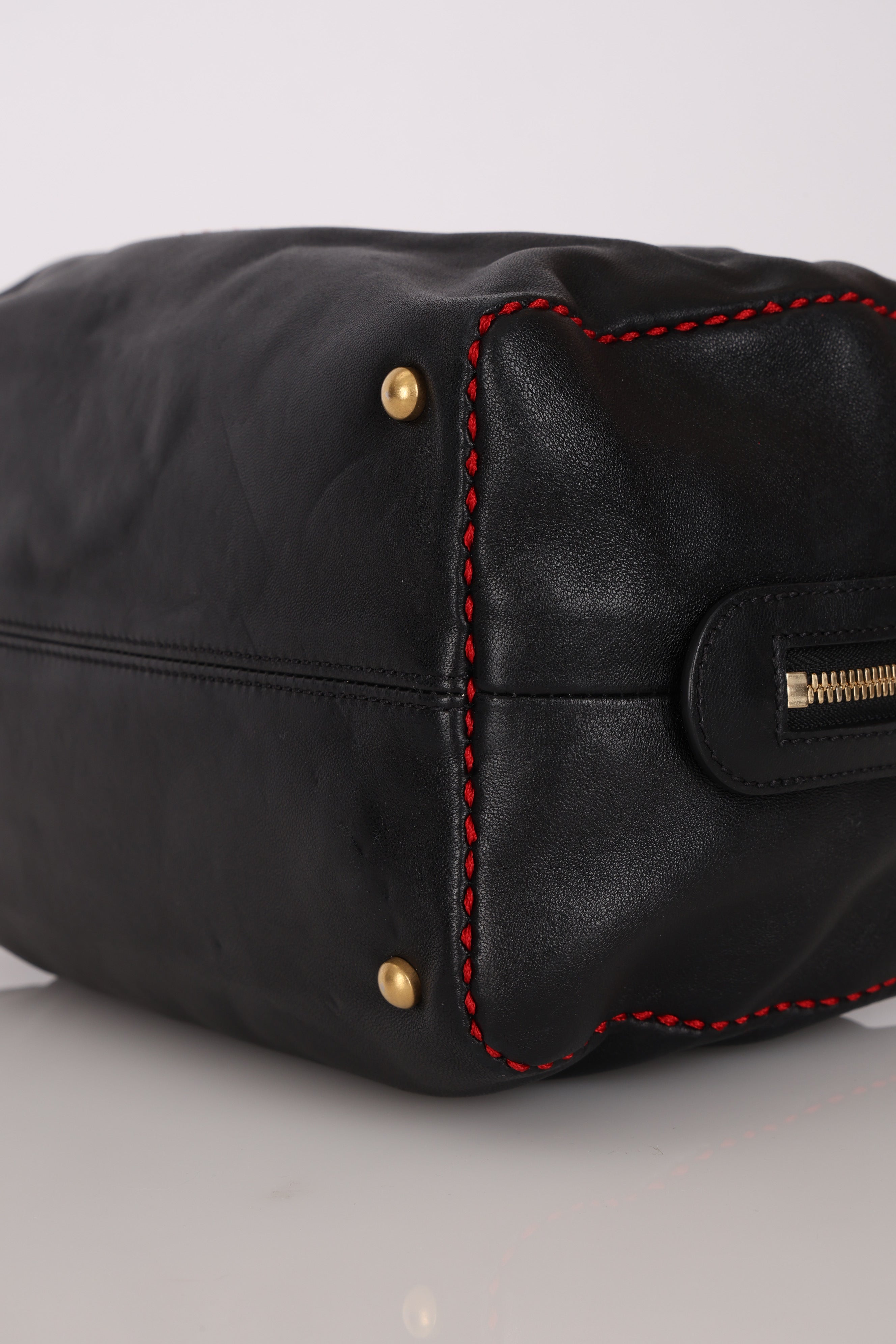 Chanel Stitched CC Bowling Bag Black Calfskin AGHW