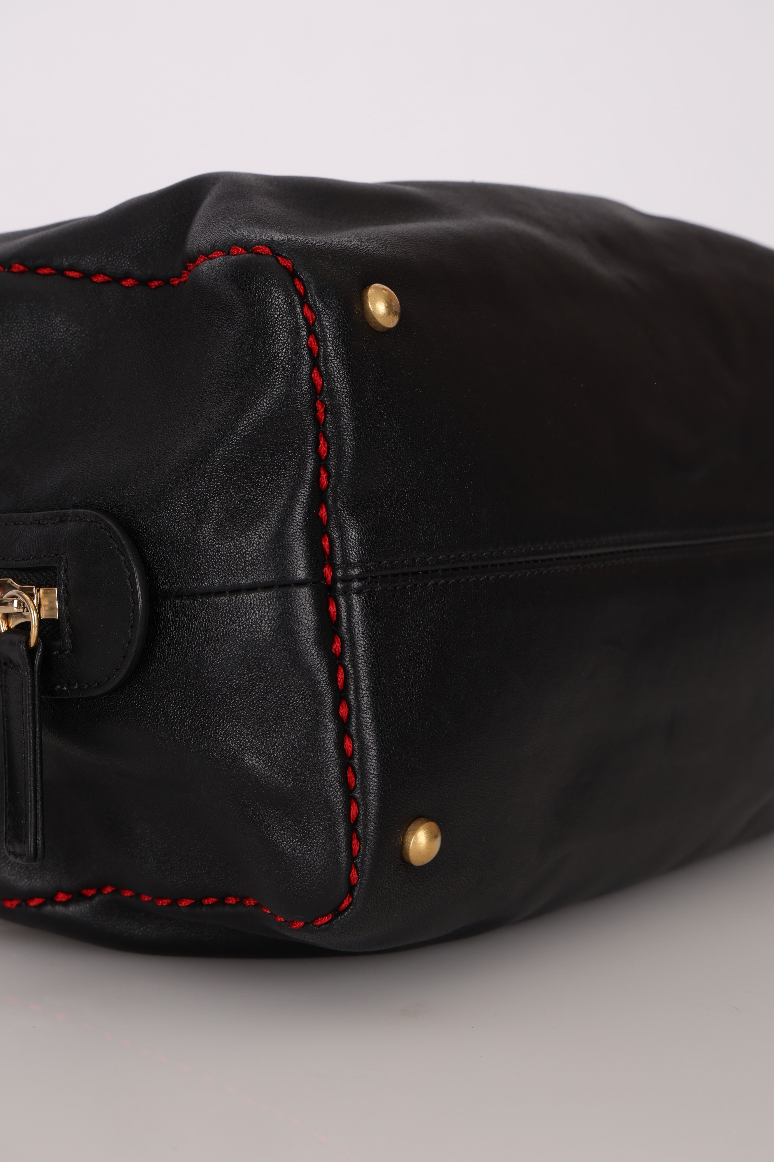 Chanel Stitched CC Bowling Bag Black Calfskin AGHW