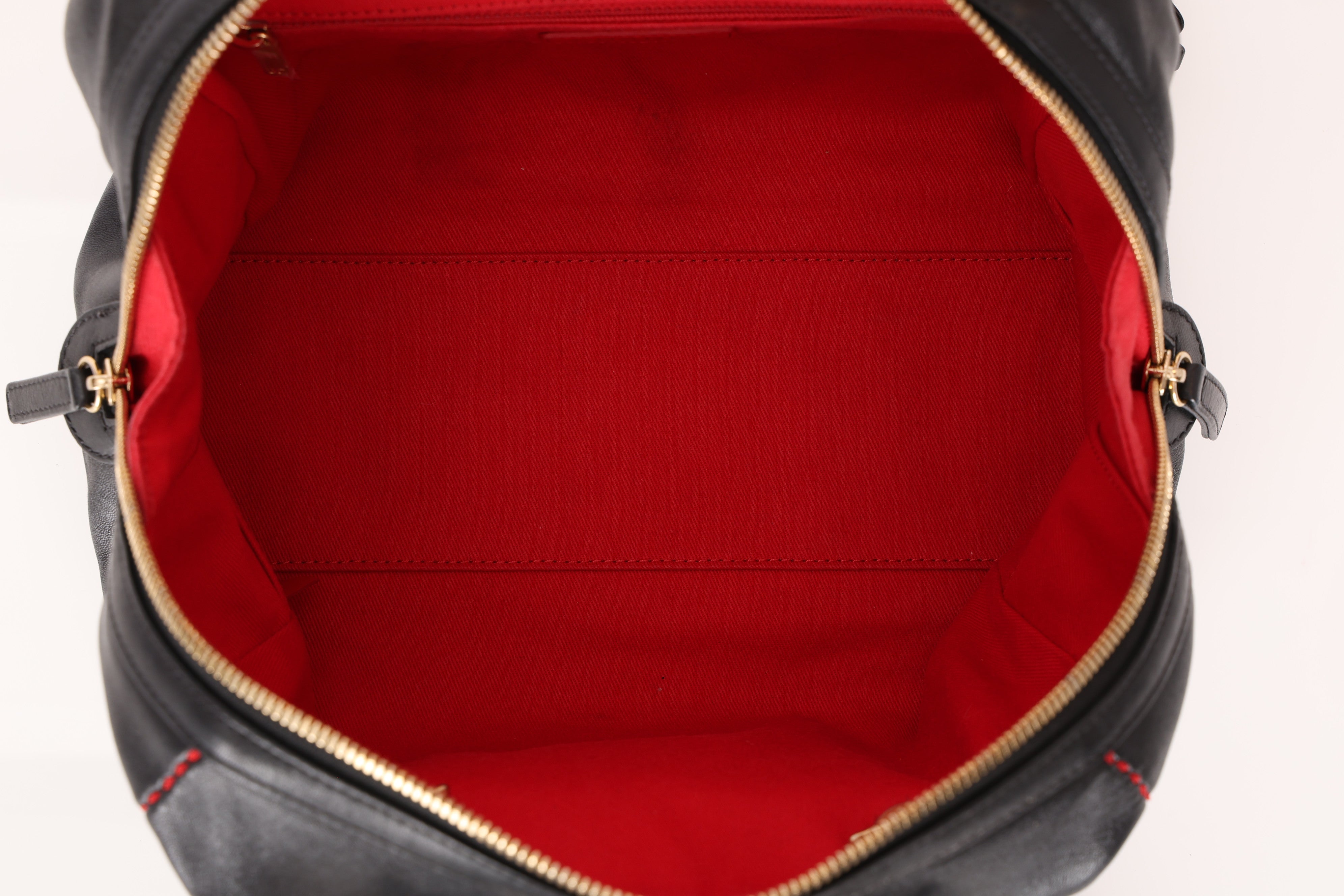 Chanel Stitched CC Bowling Bag Black Calfskin AGHW