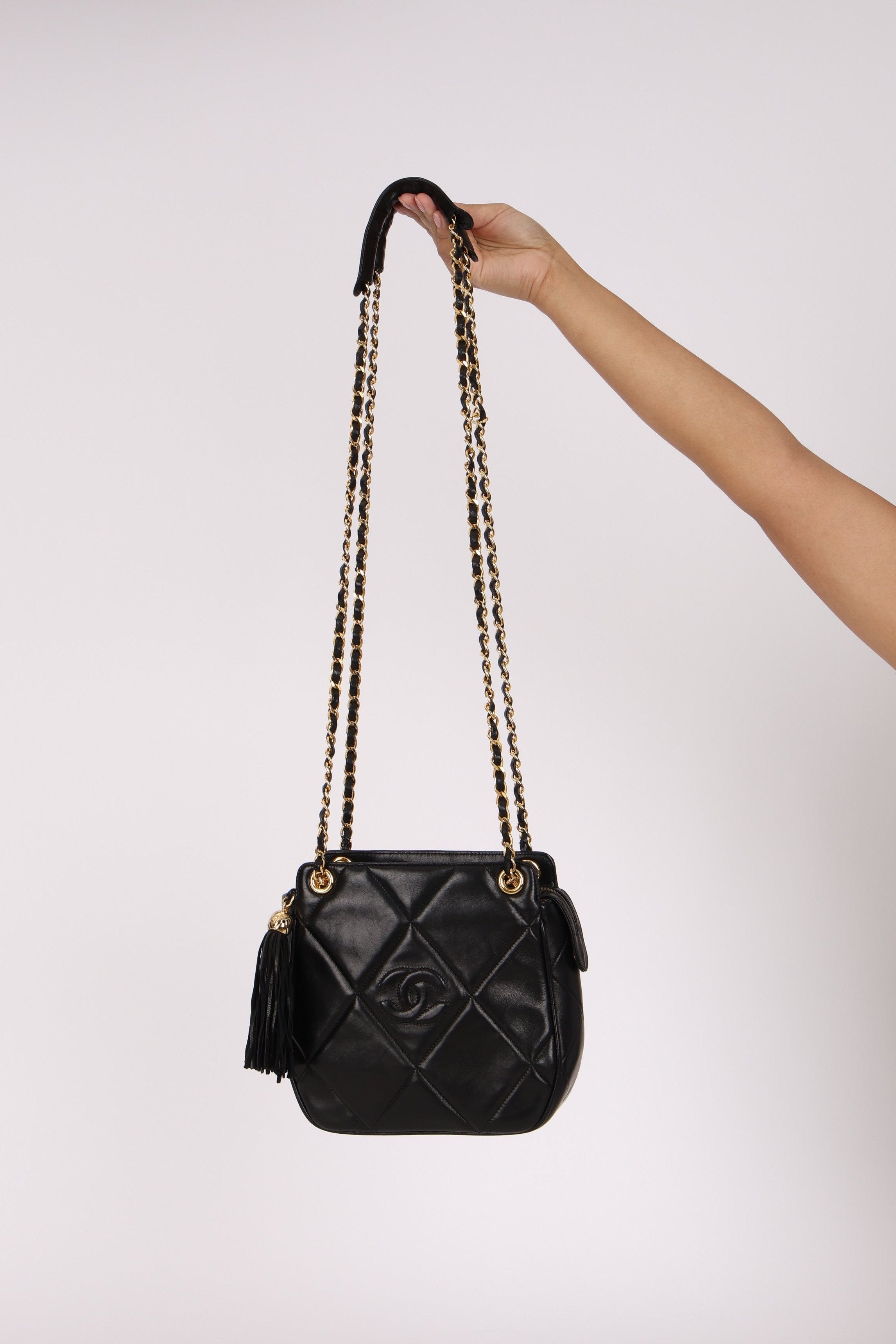 Chanel CC Tassel Bag Black Lambskin 24K GP