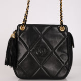 Chanel CC Tassel Bag Black Lambskin 24K GP
