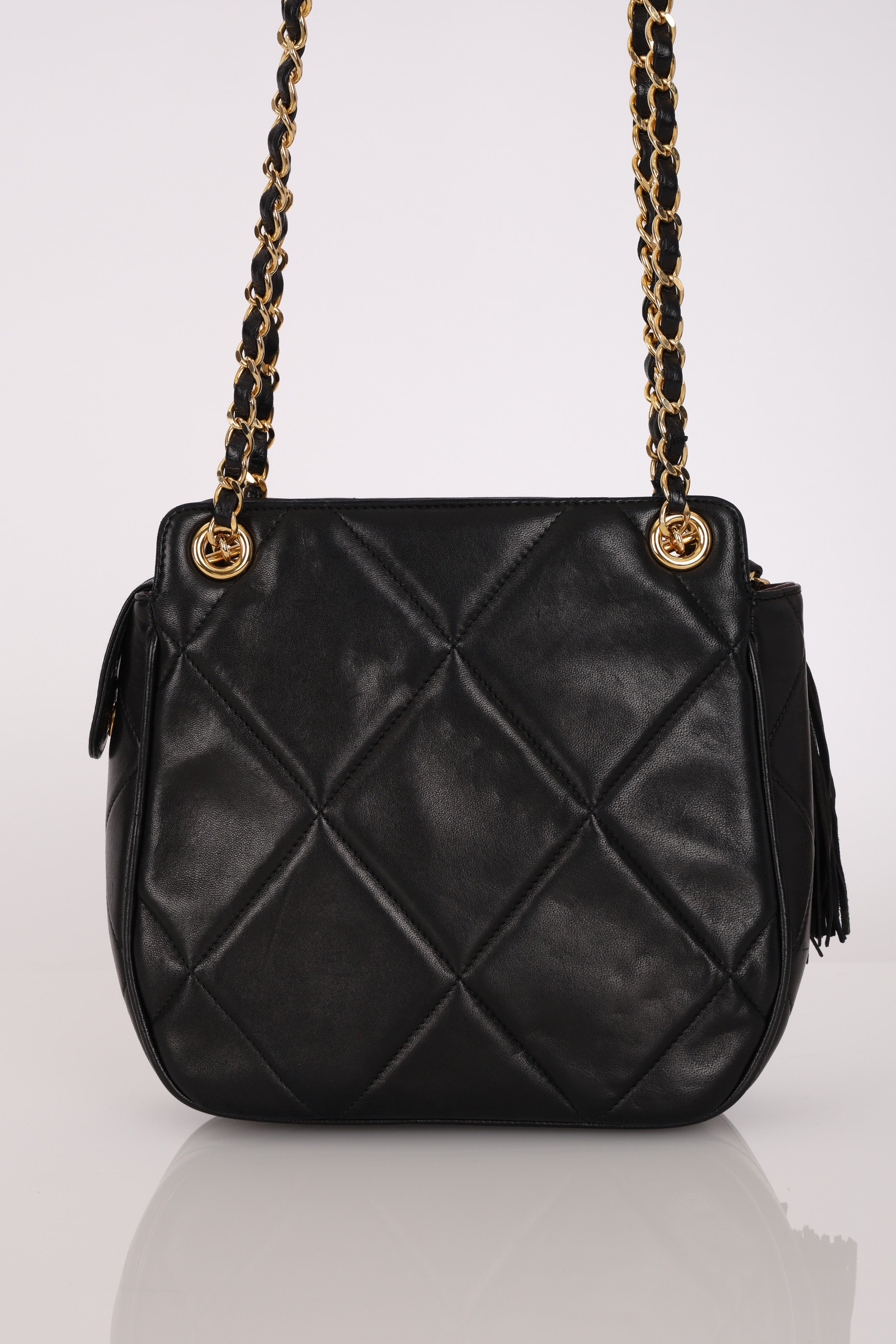 Chanel CC Tassel Bag Black Lambskin 24K GP