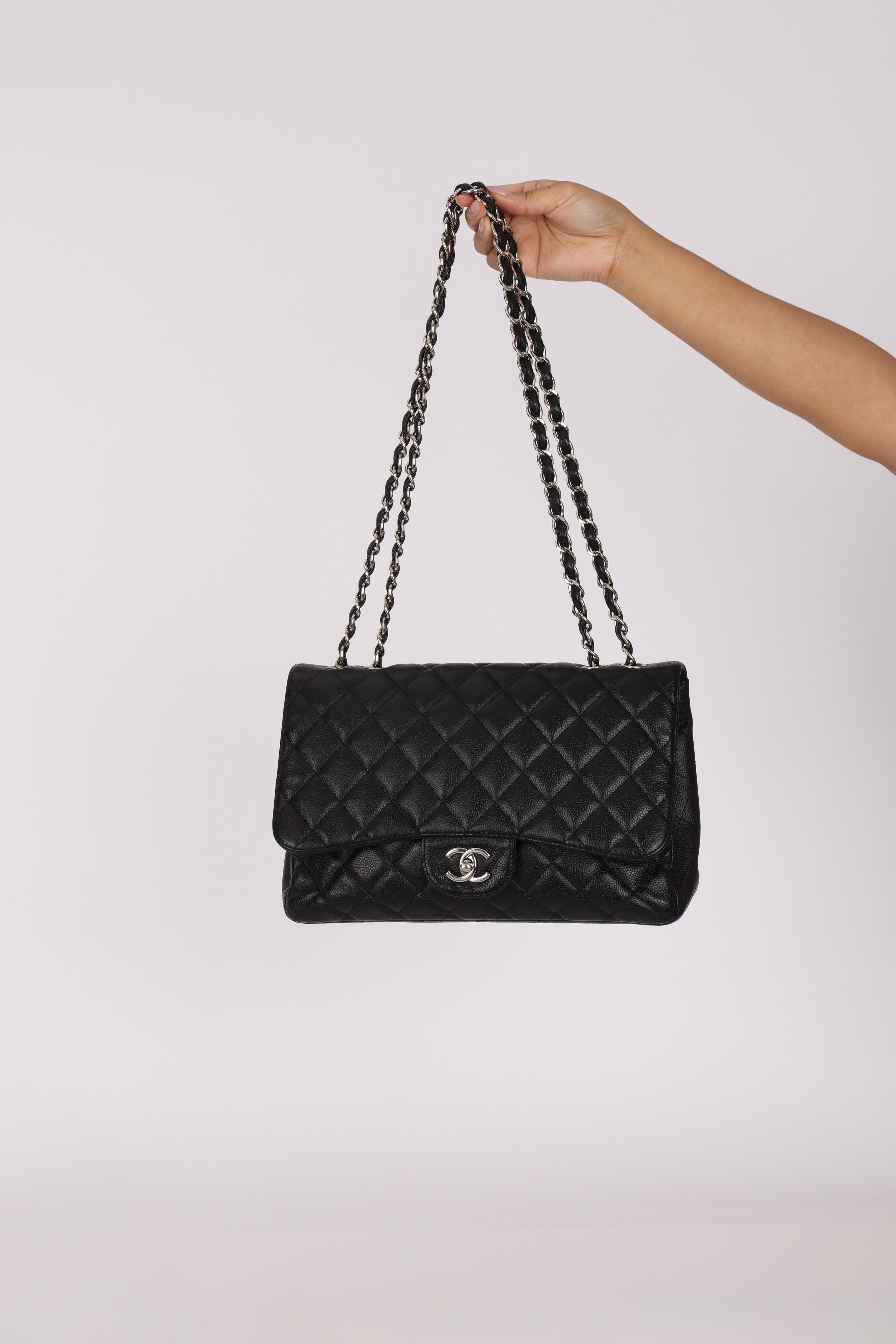 Chanel Jumbo Single Flap Black Caviar SHW