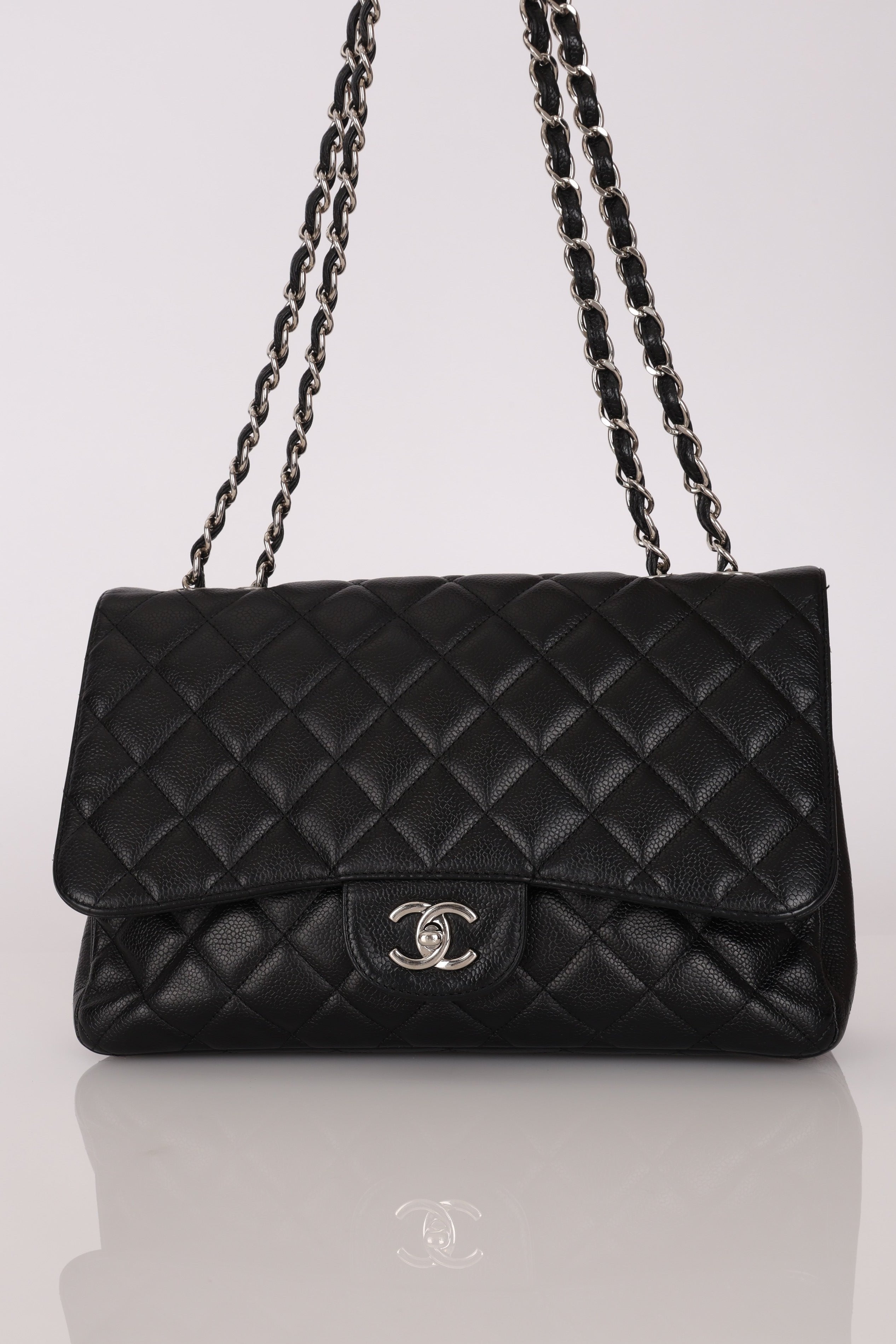 Chanel Jumbo Single Flap Black Caviar SHW