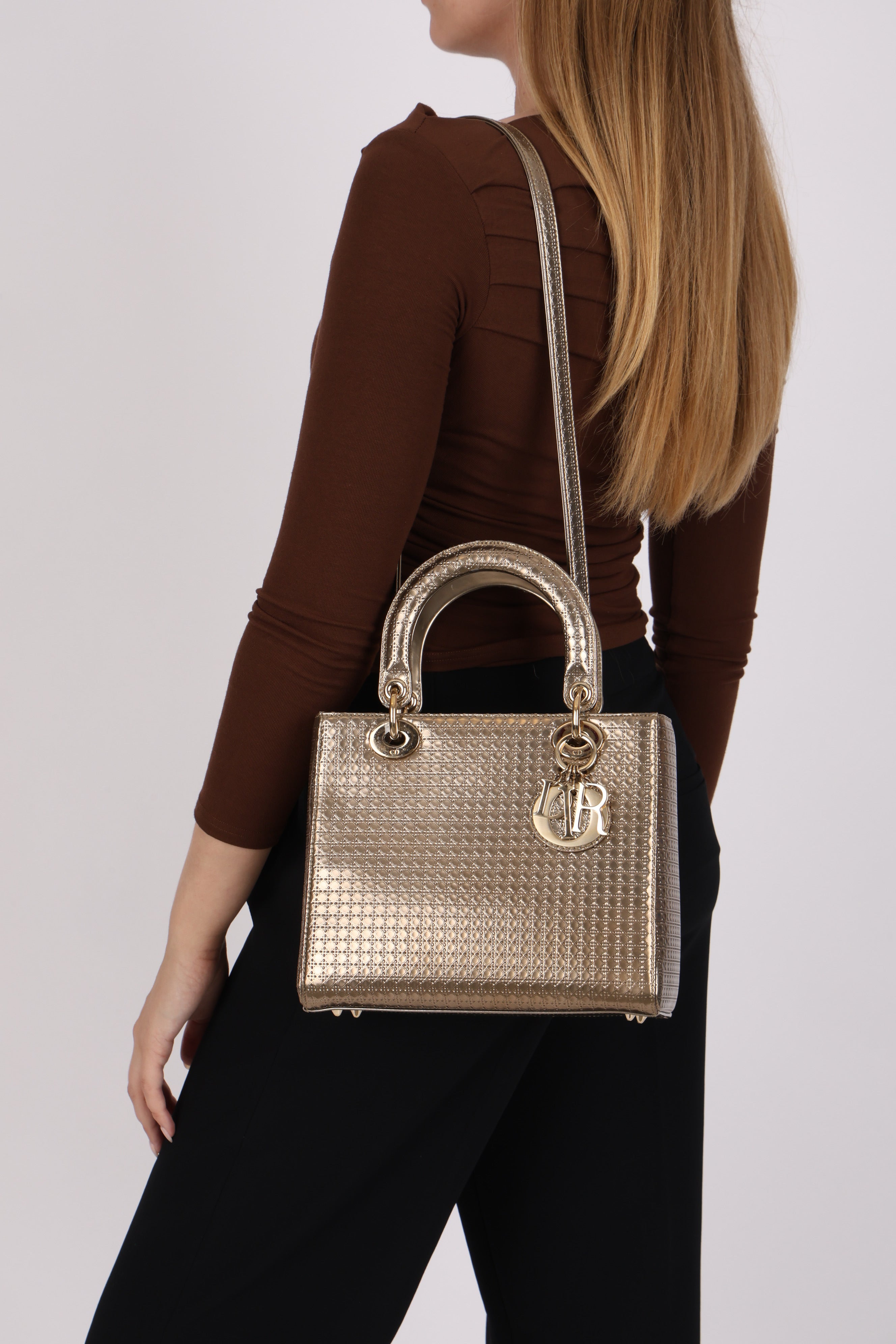 Dior Medium Lady Gold Metallic