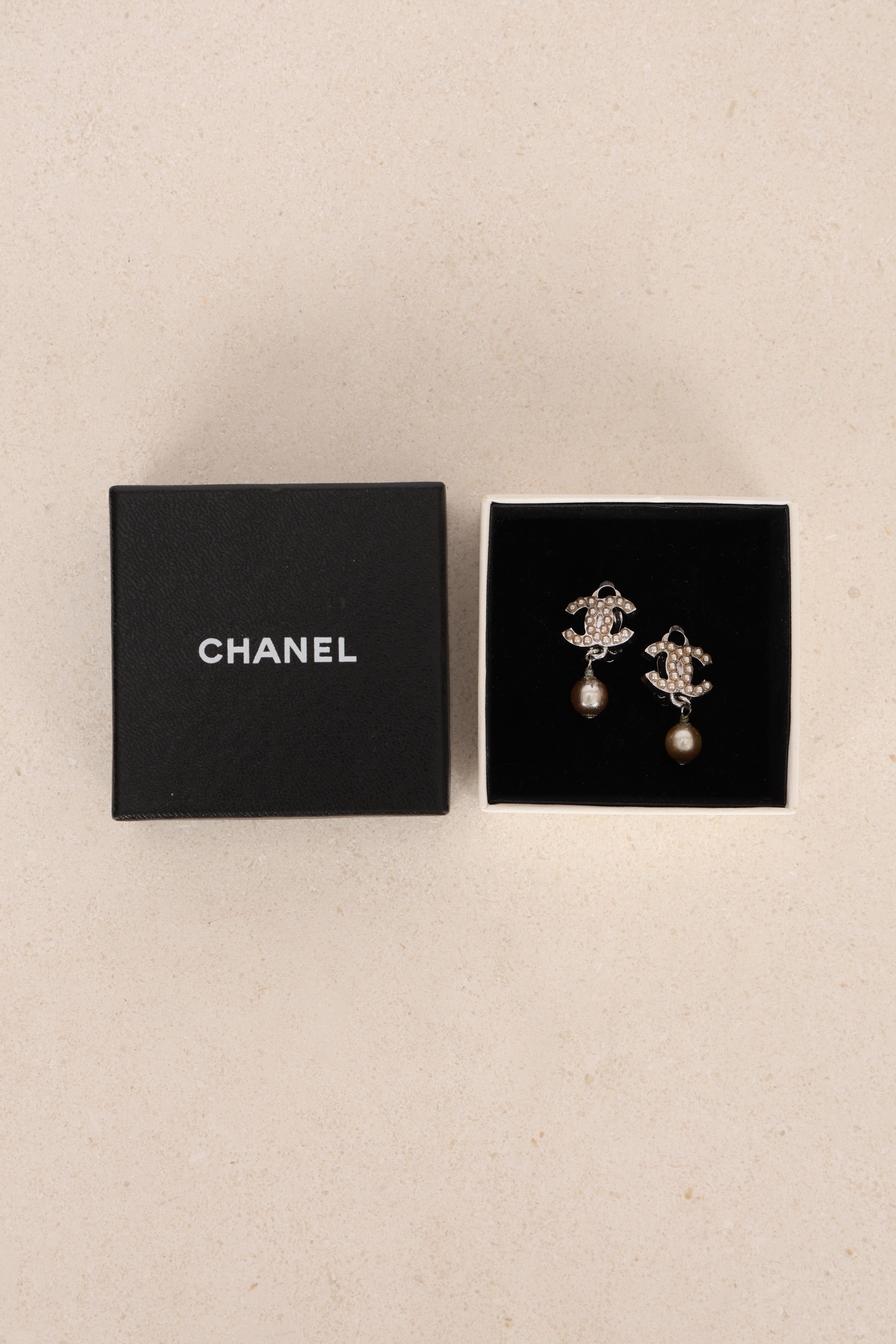 Chanel CC Pearl Drop Clip-On Earrings