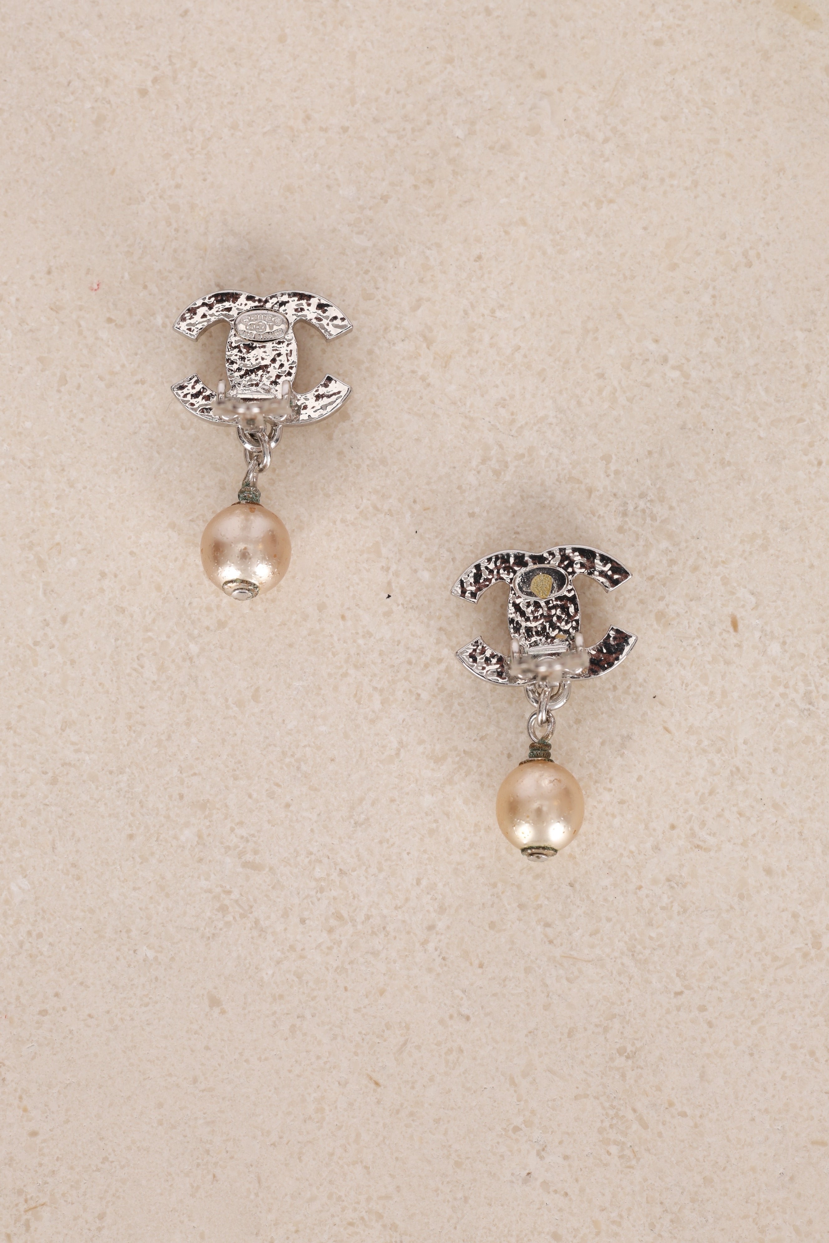 Chanel CC Pearl Drop Clip-On Earrings