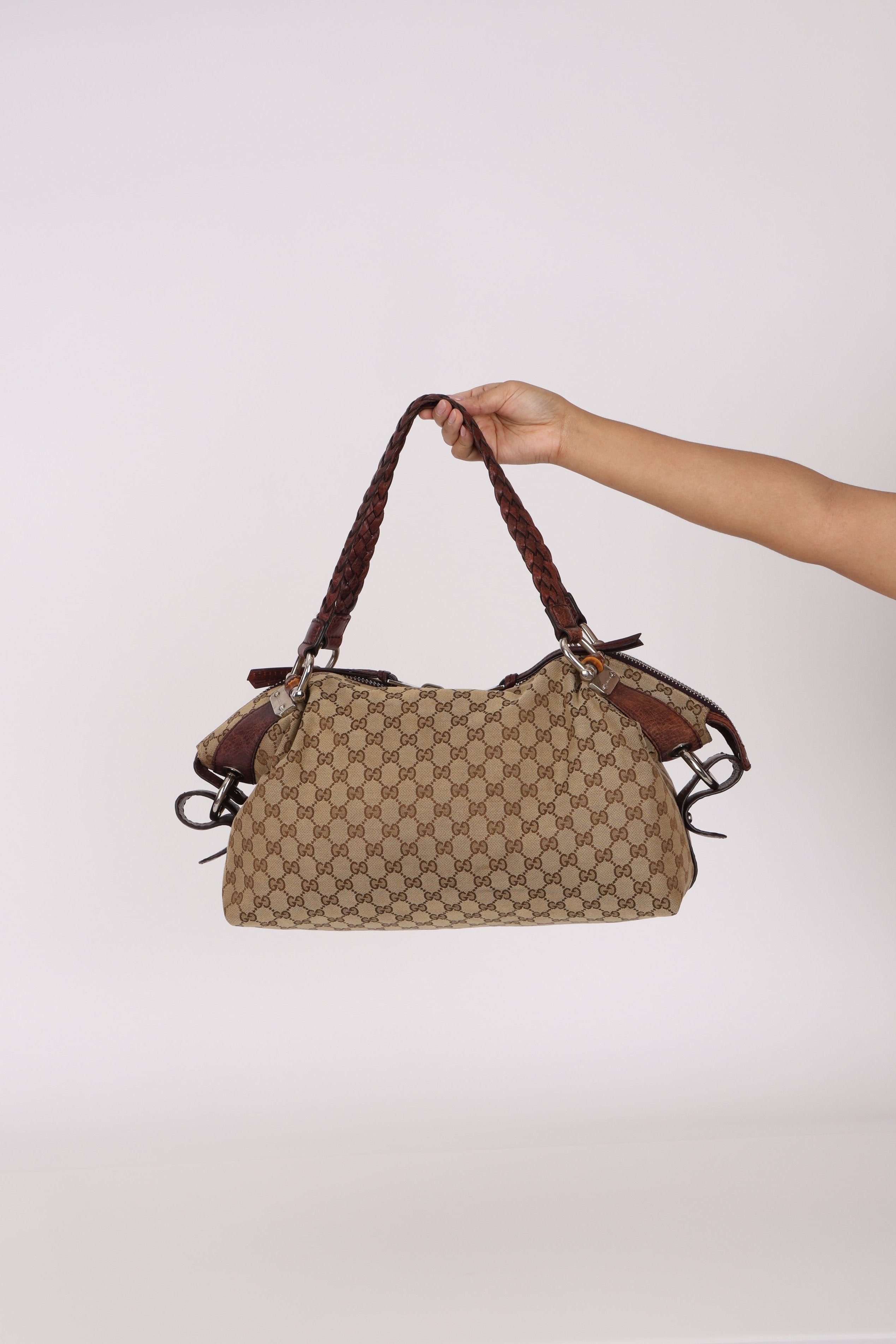 Gucci Medium Monogram Bamboo Bar Tote