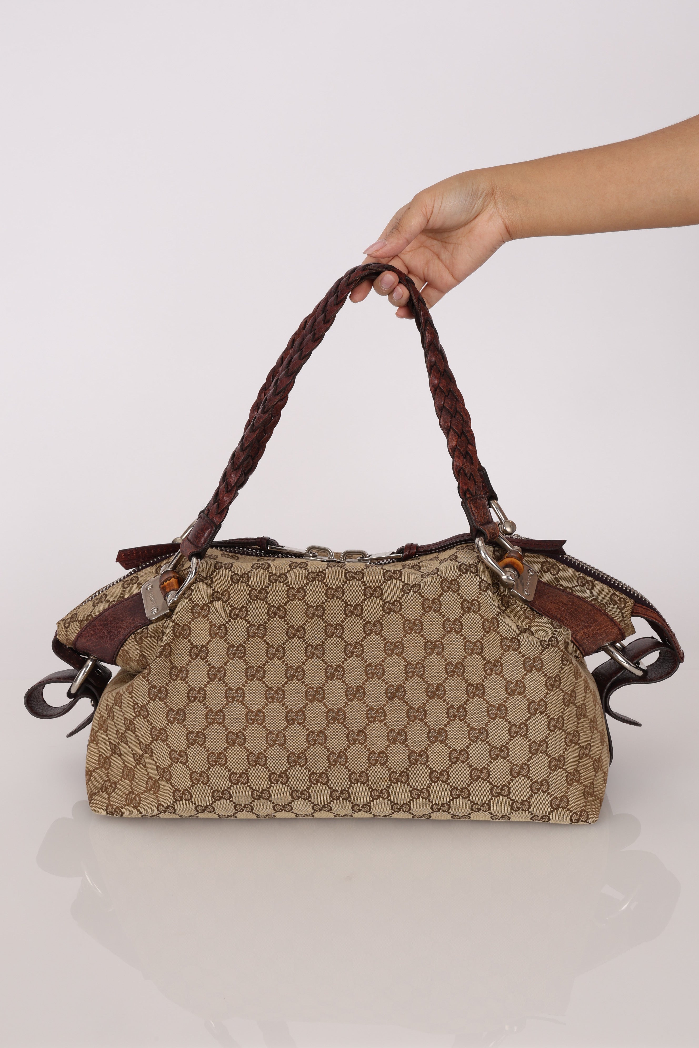 Gucci Medium Monogram Bamboo Bar Tote