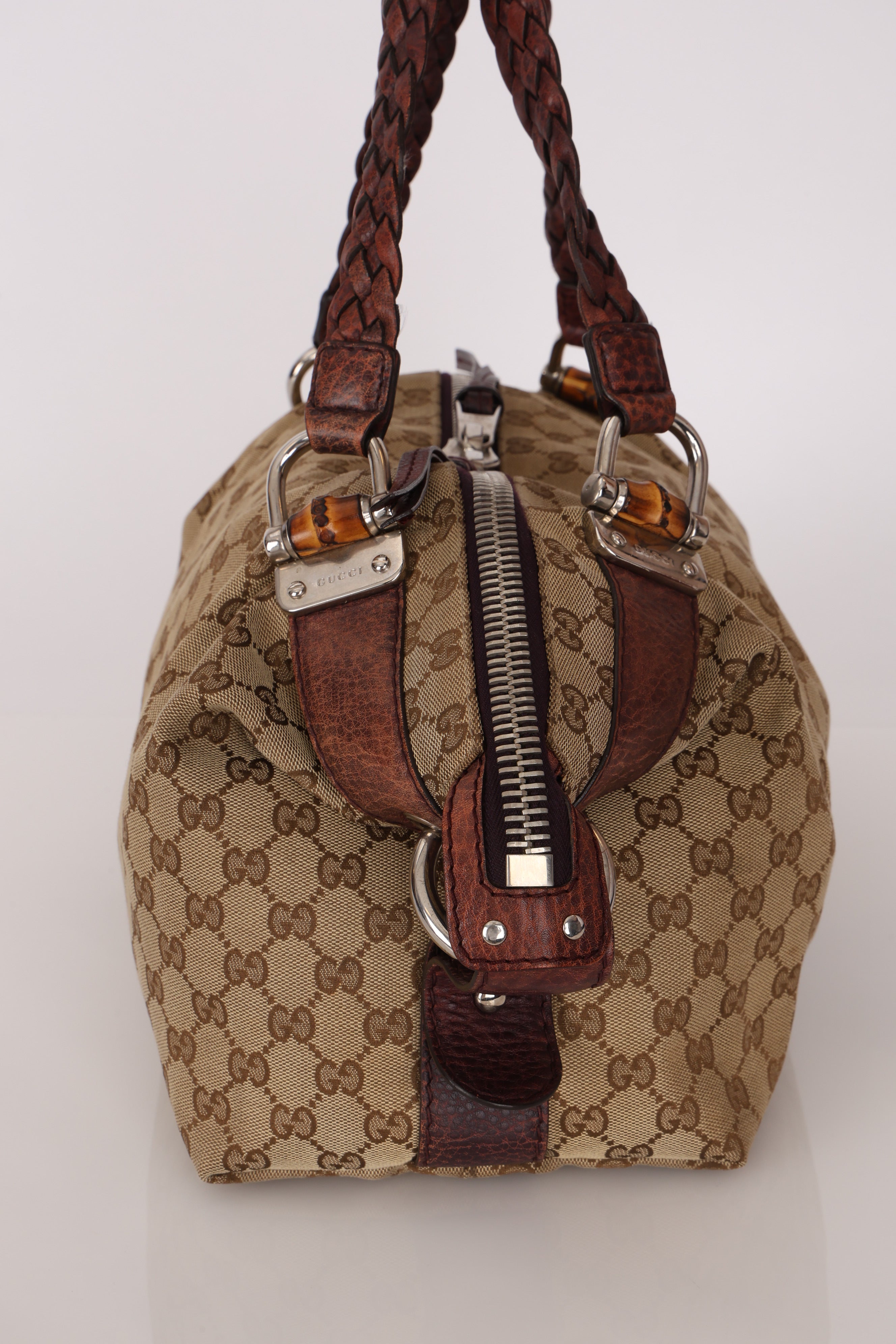 Gucci Medium Monogram Bamboo Bar Tote