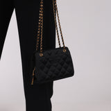Chanel CC Shoulder Bag Black Satin 24K GP