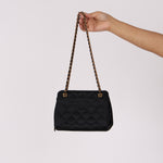 Chanel CC Shoulder Bag Black Satin 24K GP