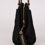 Chanel CC Shoulder Bag Black Satin 24K GP