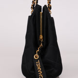 Chanel CC Shoulder Bag Black Satin 24K GP