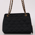 Chanel CC Shoulder Bag Black Satin 24K GP