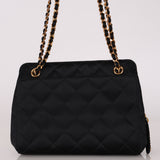 Chanel CC Shoulder Bag Black Satin 24K GP