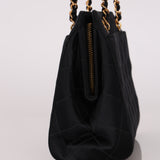 Chanel CC Shoulder Bag Black Satin 24K GP