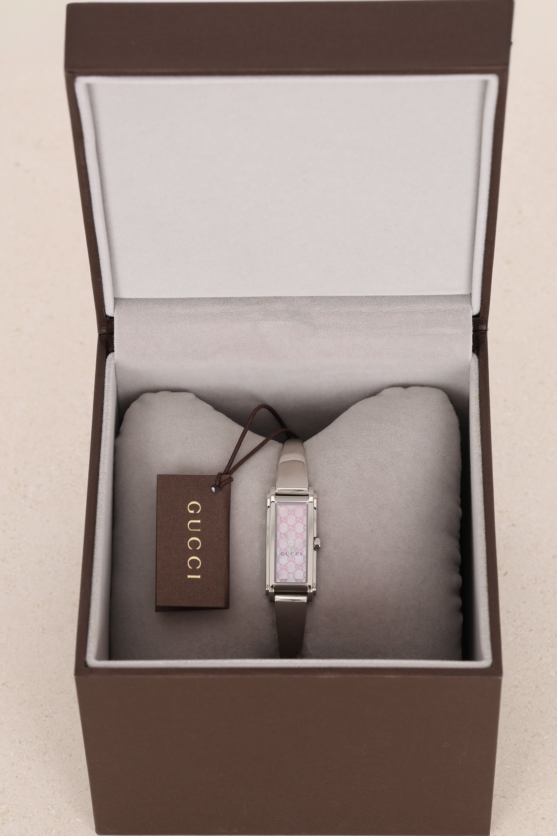 Gucci Pink Monogram Silver Watch