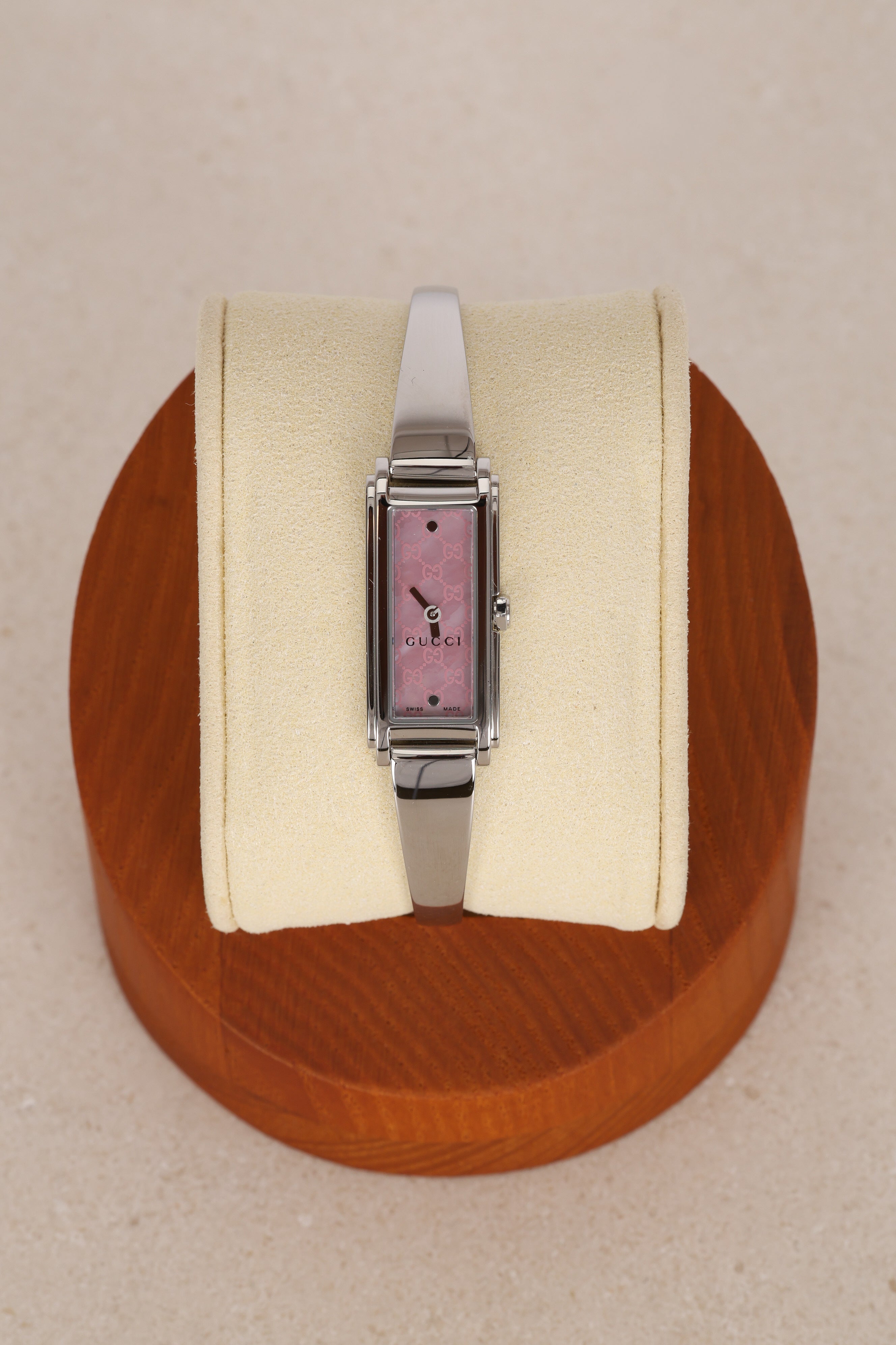 Gucci Pink Monogram Silver Watch