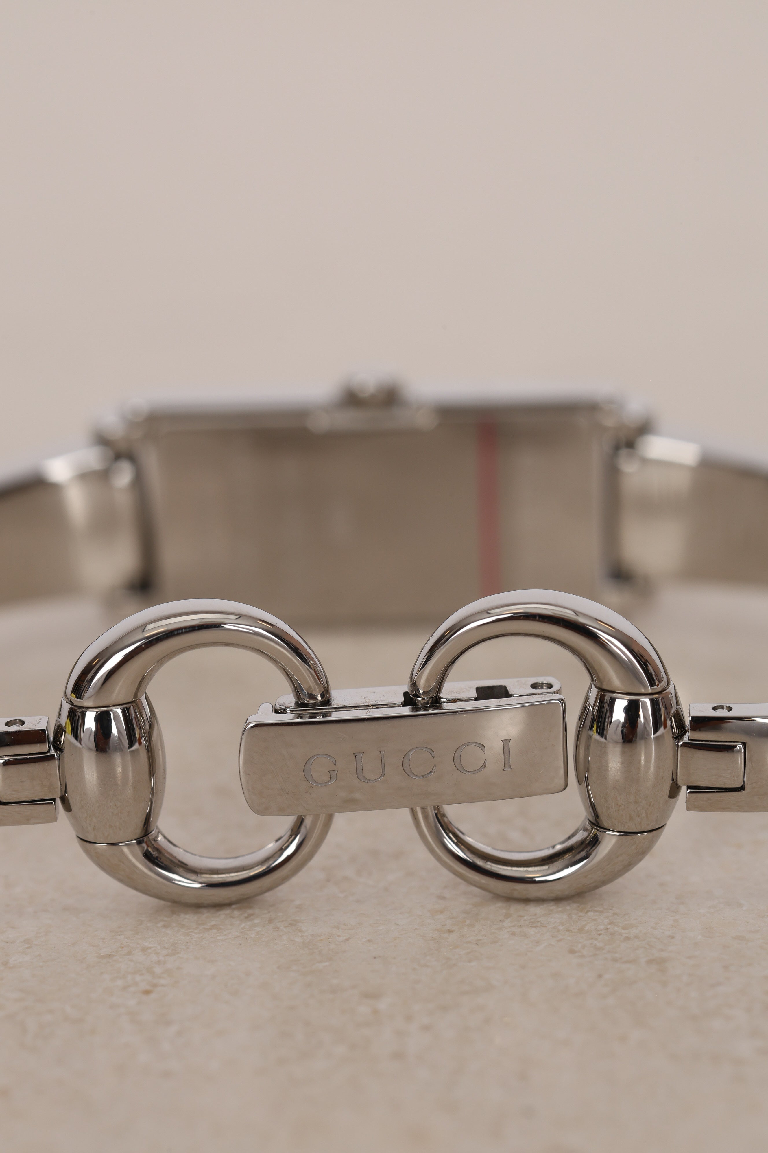 Gucci Pink Monogram Silver Watch