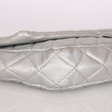 Rare Chanel 2.55 Asymmetric Reissue Clutch with Chain Metallic Silver Lambskin 2008 BSHW