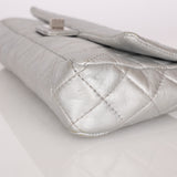 Rare Chanel 2.55 Asymmetric Reissue Clutch with Chain Metallic Silver Lambskin 2008 BSHW